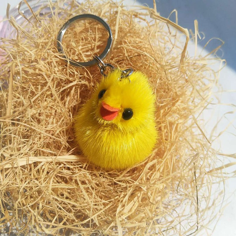 Wholesale Mini Yellow Duck Fur Keychains